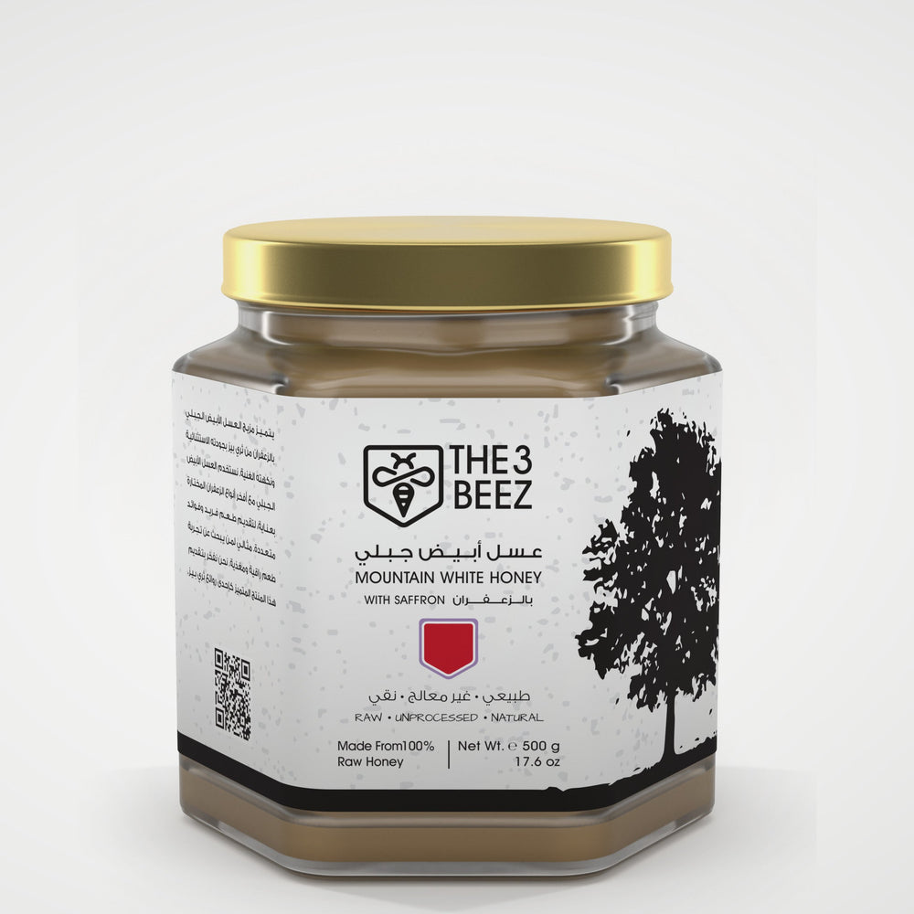 عسل أبيض الجبلي بالزعفران - 500 غرام - The3Beez