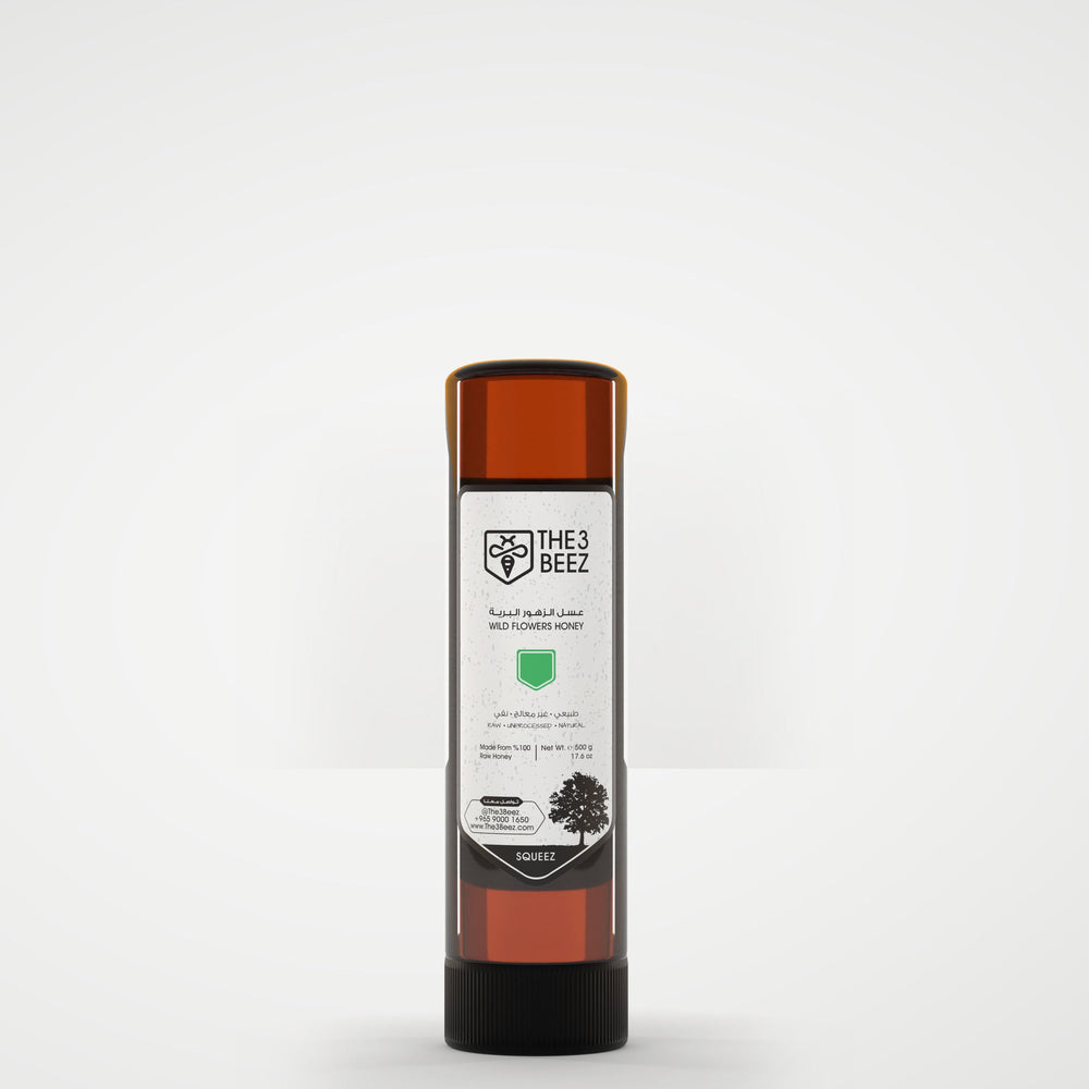 عسل الزهور البرية - 500 غرام - ضغّاط - The3Beez